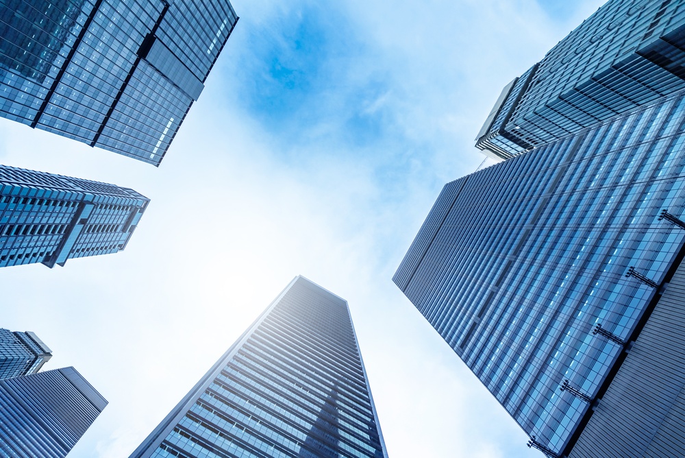 Modern commercial skyscrapers